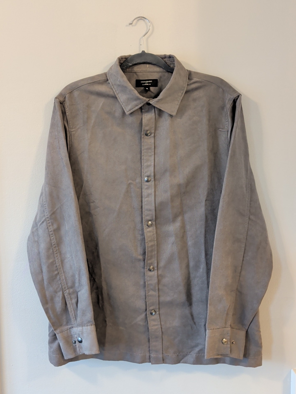 Men's Medium BR Gray Suede Button-Up Shirt